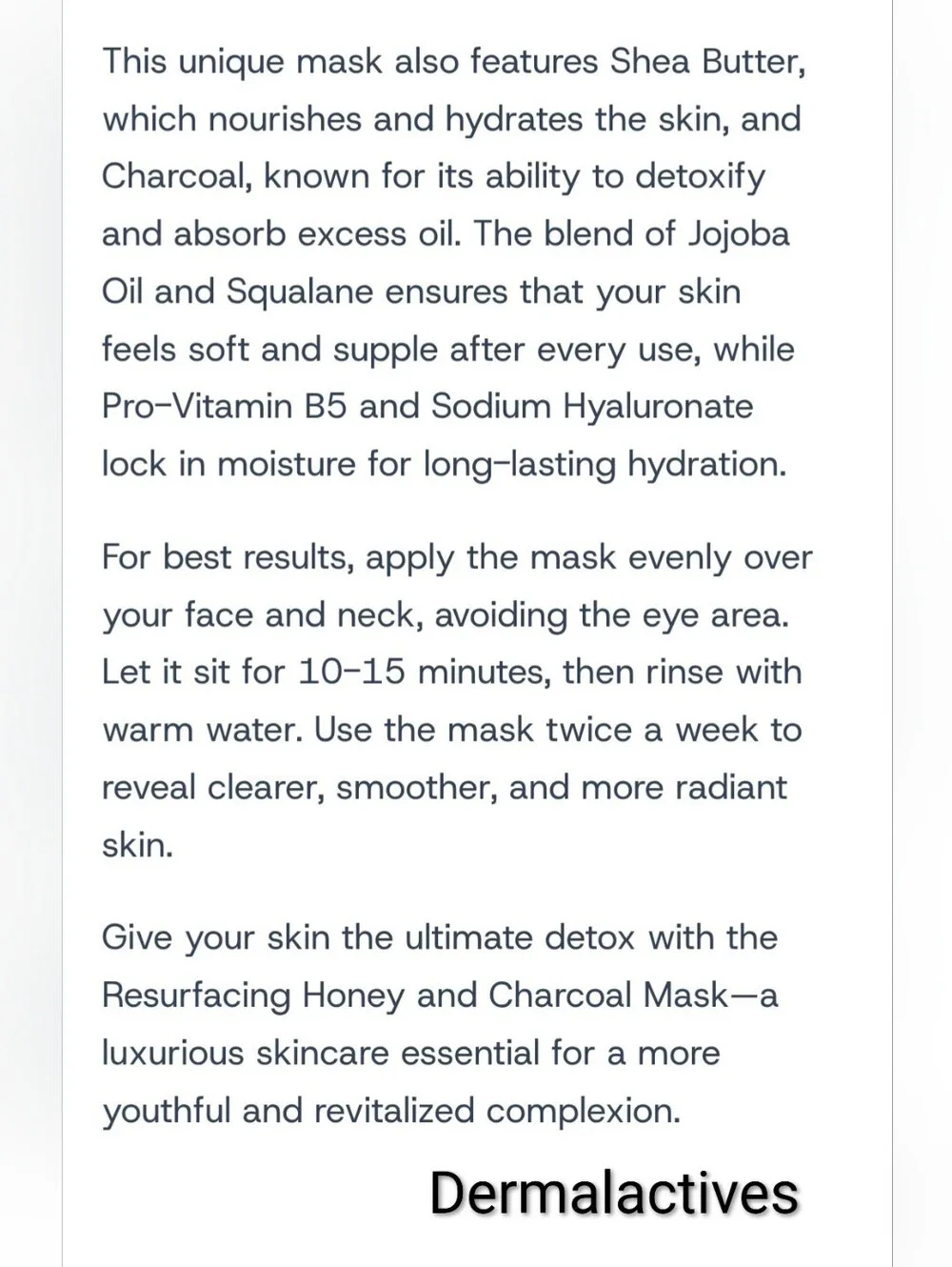 NWT Dermalactives Resurfacing Honey & Charcoal Mask